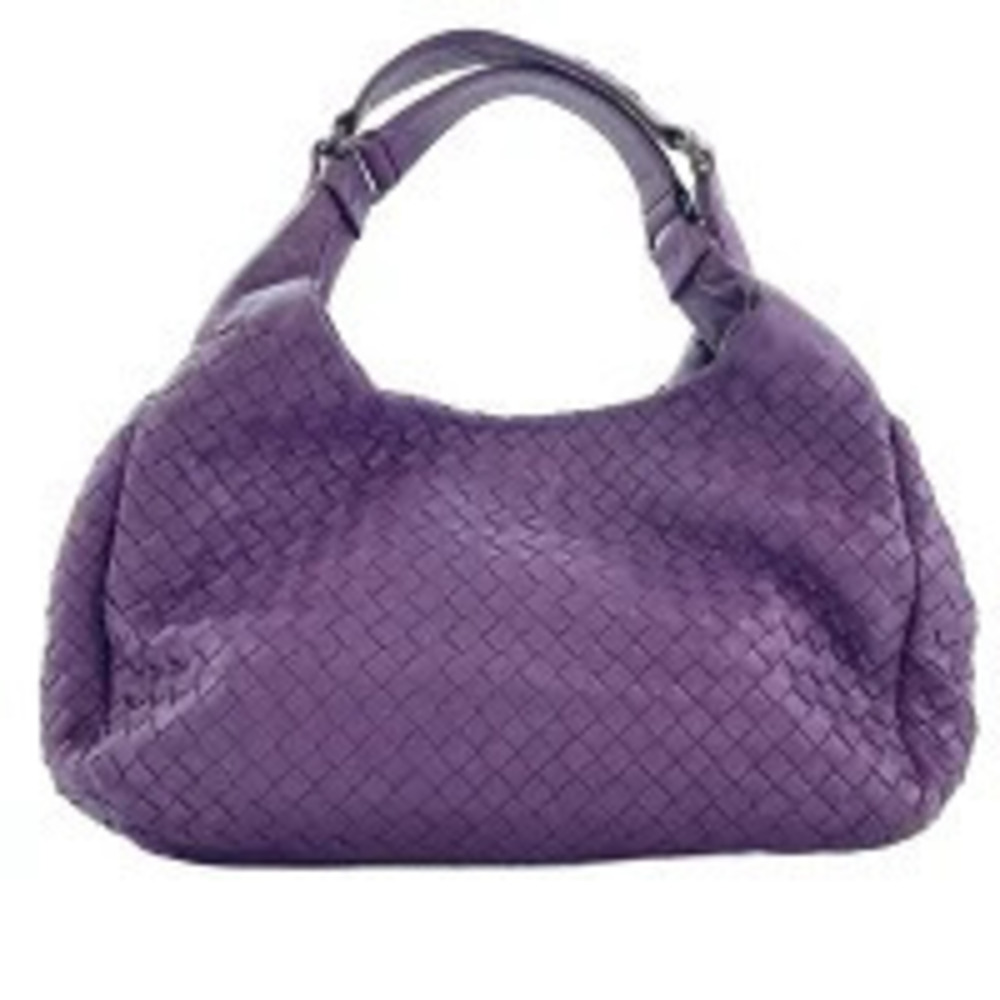 Bottega Veneta Leather Intrecciato Shoulder Bag Purple